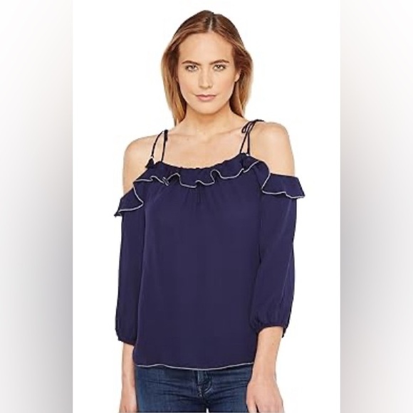 Joie “Eukene” 100% silk cold shoulder top. Sz Medium NWOT - Picture 6 of 11